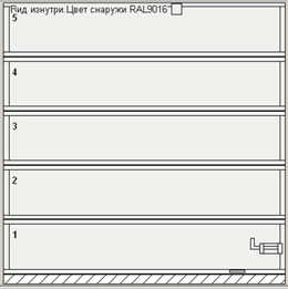 Ворота серии AluTherm c четырьмя импостами (увеличенное количество вертикальных импостов)